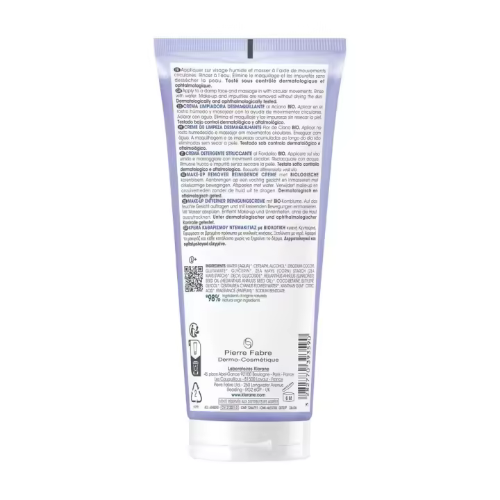 Cosmética Facial Klorane AL ACIANO BIO crema limpiadora - 1