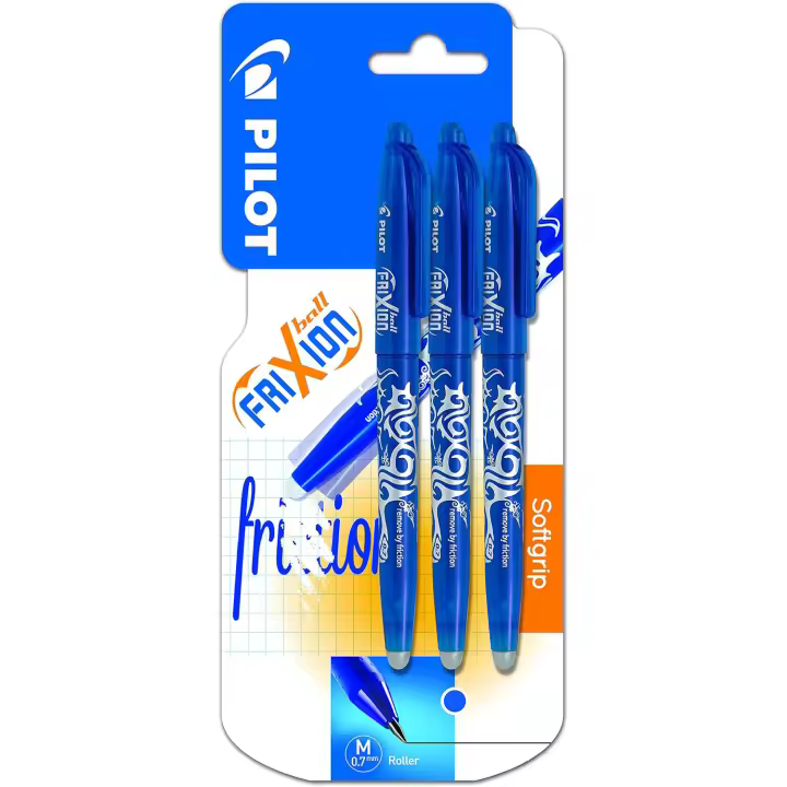 Pilot Bolígrafo Frixion Ball 0,7 mm Grip Tinta Borrable Azul (Pack de 3) - 1