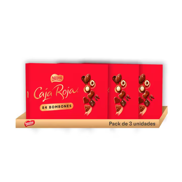 NESTLÉ CAJA ROJA Bombones de Chocolate con Leche Surtidos - Estuche de 800g  Ideal para Compartir y Regalar, con Variedad de Sabores Irresistibles - Pack de 3 Unidades - 1