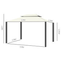 Outsunny Cenador de Jardín 4x3 m Gazebo de Aluminio con Techo de Ventilación 4 Cortinas Laterales 4 Mosquiteras y 8 Orificios de Drenaje para Fiestas Eventos Exterior - details 2