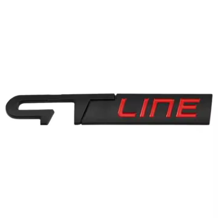AUTOZOCO Emblema Adhesivo GT Line, Emblema GT Line, Insignia GT Line, Insignia Adhesiva GT Line, Apto para Maletero, Compatible con Renault, Material Aleación de Zinc, 125 mm x 20 mm, Negro y Rojo - 1
