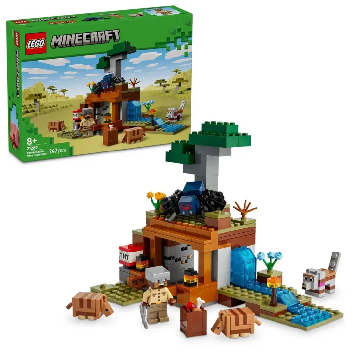 LEGO 21269 Minecraft La Expedición a la Mina del Armadillo, Juguete de Construcción con Figuras de Araña y Lobo del Videojuego, Regalo para Niños y Niñas de 8 Años o Más, Juego de Rol con Animales - 1