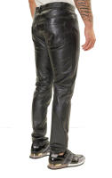 Pantalones Motos Delgados De Cuero Sintético Para Hombre Negro Oro Blanco Primavera Verano Pantalones De Cuero PU Ajustados - details 5