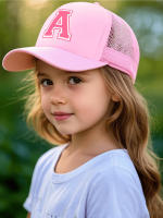 Bolera De Béisbol Para Niñas Con Alfabeto 26 Letras Color Rosa Transpirable Y De Malla Protección Solar Estilo Versátil Casual - details 1