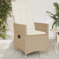 vidaXL Sillón reclinable de jardín con cojines ratán sintético negro en color Negro y crema/beige y crema/Gris | acolchados duraderos para sofás de jardín terraza exterior - details 1