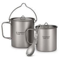 Juego De Cocina Ultraligero De Titanio Tomshoo 3 PCS Con Olla De 750ml Taza De Agua De 450ml Y Cuchara Plegable Para Camping Y Excursiones Al Aire Libre - details 2