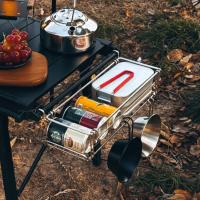 Estante De Aluminio Plegable Para Mesa De Camping Con Almacenamiento Y Red Mesh Colgante Expansión IGT Soporte Para Mesa Exterior - details 2