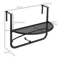 Outsunny Mesa Colgante de Balcón Semicircular 60x45x50 cm Ajustable en Altura Simple y Conveniente para Barandilla de Balcón Terraza Patio - details 2
