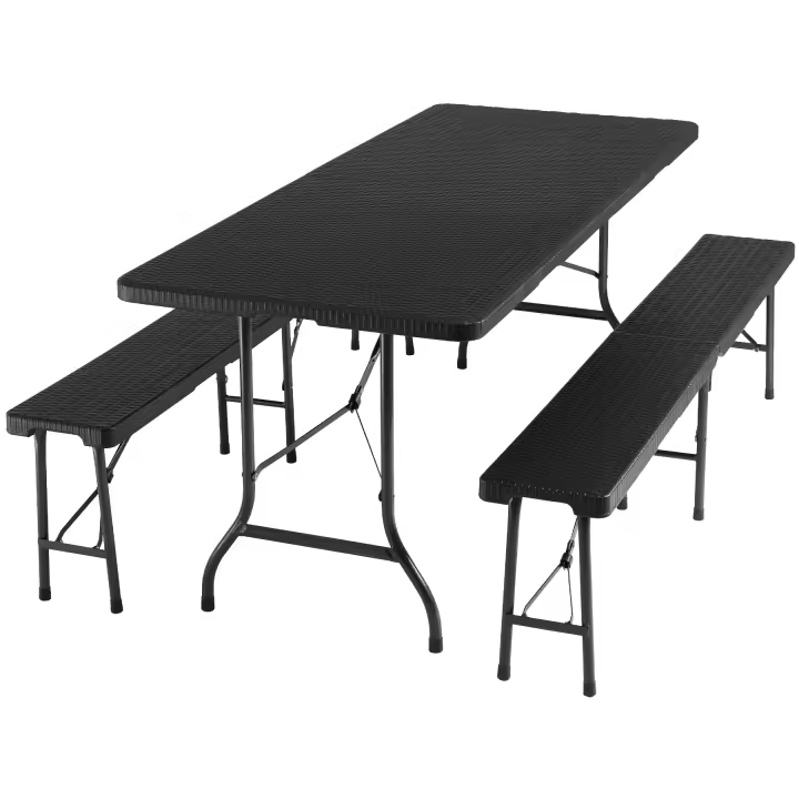 Tectake - Juego de mesa de camping plegable  Juego compacto de mesa de camping plegable  Set estable y resistente  Estructura de acero lacado - 1