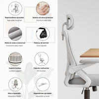 LUTODY - Silla de oficina escritorio, Respaldo acolchado transpirable, Asiento ergonómico de látex, Palanca para subir bajar de asiento, Función inclinación reposaespalda, Rueda giratoria 360º, Pata PP, Fácil de montar, Para despacho centro trabajo - details 1