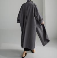 Vestido De Mujer REALEFT 2024 Algodón Y Lino Estilo Coreano Casual Con Bolsillos Y Abertura Lateral Cuello En V Manga Larga Longitud Media Pierna - details 5
