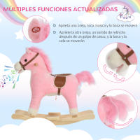 HOMCOM Caballo Balancín para Bebé Mayores de 36 Meses Juguete Balancín de Felpa Suave con Música Relinchos Sonidos de Galope Boca y Cola Móviles 65x32,5x61 cm - details 4