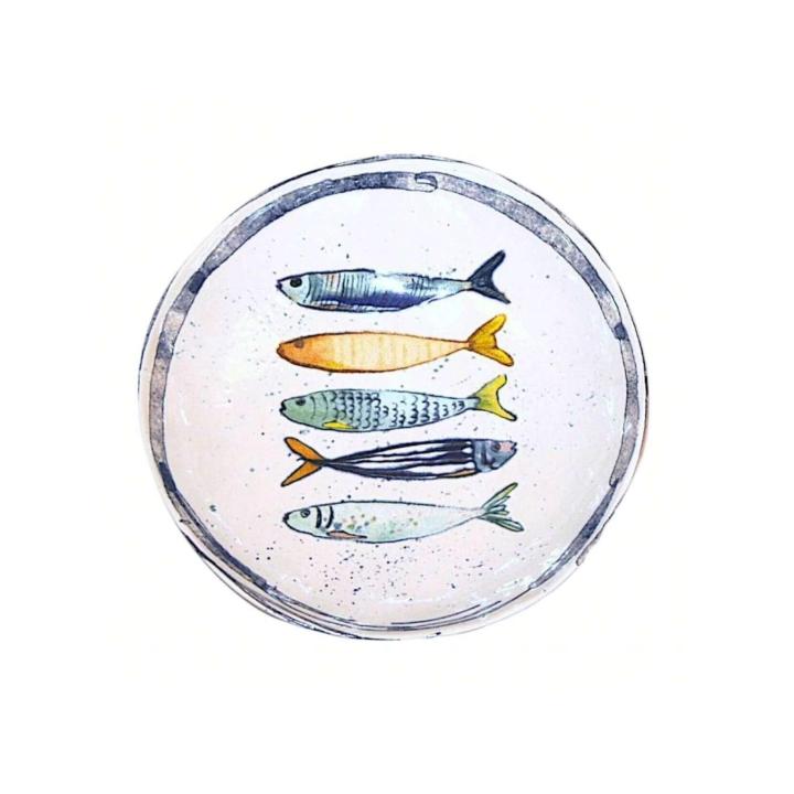 MAXHOME - Plato Redondo de Cerámica Brillante con Diseño Peixe – Hondo 21 cm, Llano 26 cm, Pasta 29 cm, Bol 16 cm, Postre 20 cm – Estilo Nórdico para Pasta, Postres y Ensaladas