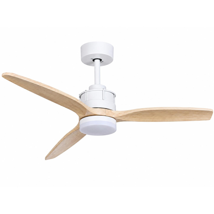 OstarkDom Ventilador de Techo LED 132cm con Mando a Distancia, Motor DC Silencioso, Luz Regulable CCT, Temporizador, Verano/Invierno, Blanco, Aluminio y ABS COLOR MADERA – 12540 m³/h OstarkDom-LEDUNI