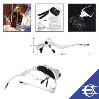 EUROXANTY Lupa Gafas con 2 Luz LED Lupas Gran Aumento Leer, Extensiones de Pestañas, Reparación de Joyería, Gafas Lupa Visera, 5 Lentes Intercambiable 1X,1.5X,2X,2.5X,3X,3.5X - details 2