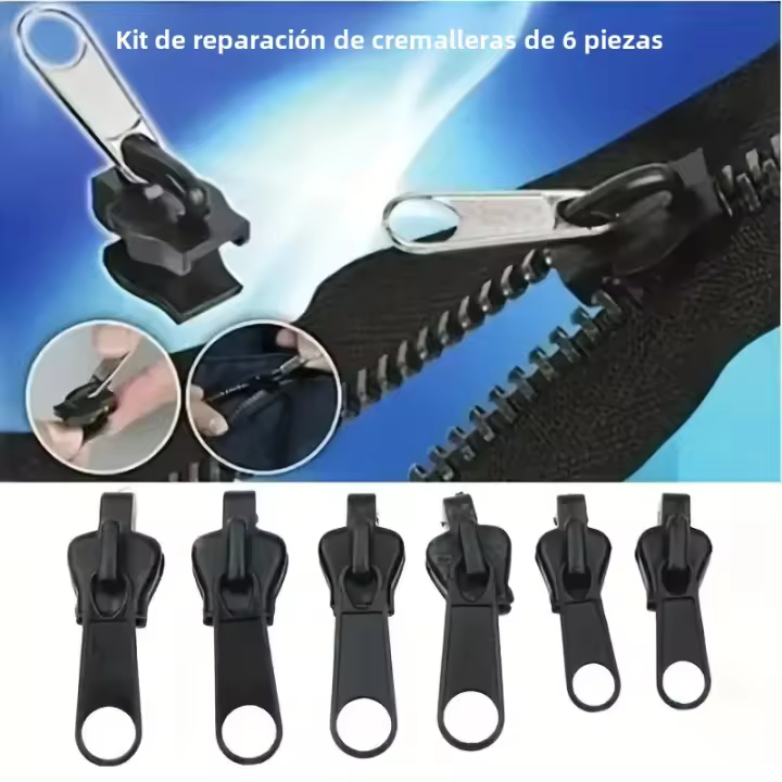 Kit De Reparación Instantánea Con Diseño Universal Y Tamaños Múltiples 6 Piezas Cremalleras Metálicas Ecológicas Para Ropa - 1