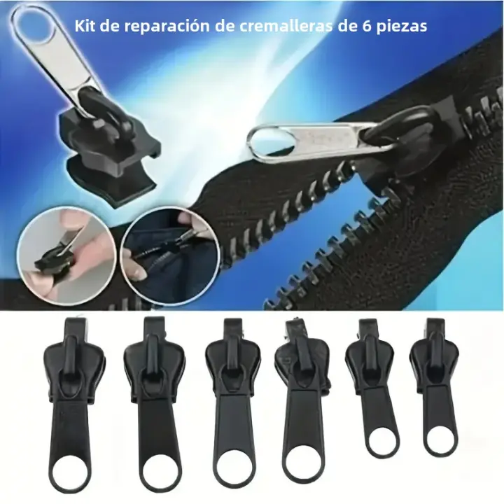 Kit De Reparación Instantánea Con Diseño Universal Y Tamaños Múltiples 6 Piezas Cremalleras Metálicas Ecológicas Para Ropa - 1
