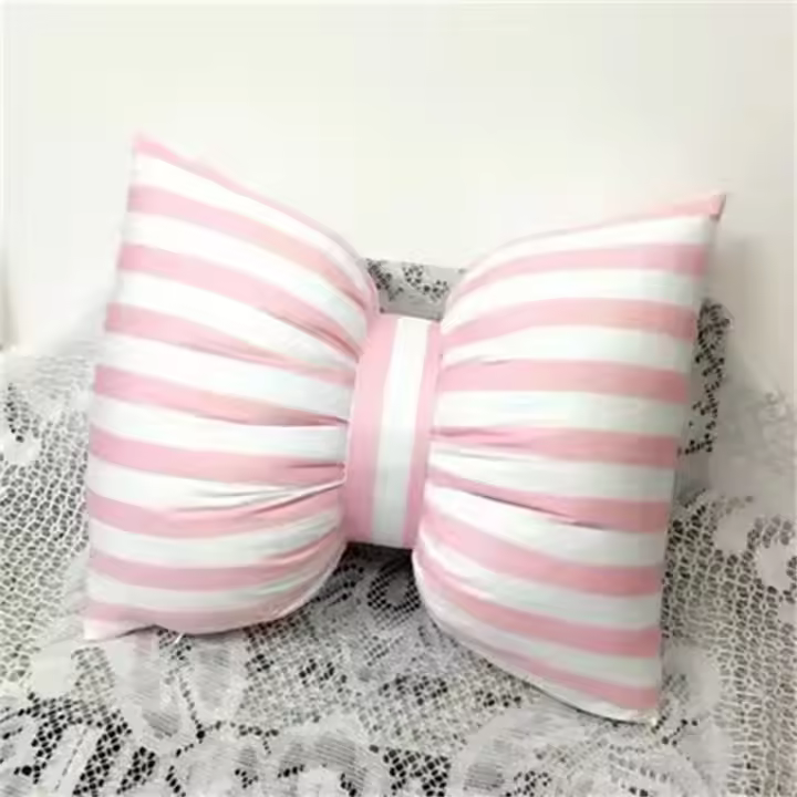 Cojín De Lumbar Rosa Con Rayas 25x18CM Para Sofá Oficina Fotografía Almohada De Espalda Decorativa Con Relleno De PE Espuma - 1