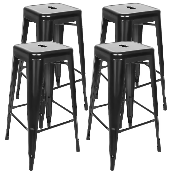4x taburete de bar silla bistro taburete de cocina de metal taburete de bar apilable diseño de la industria - 1