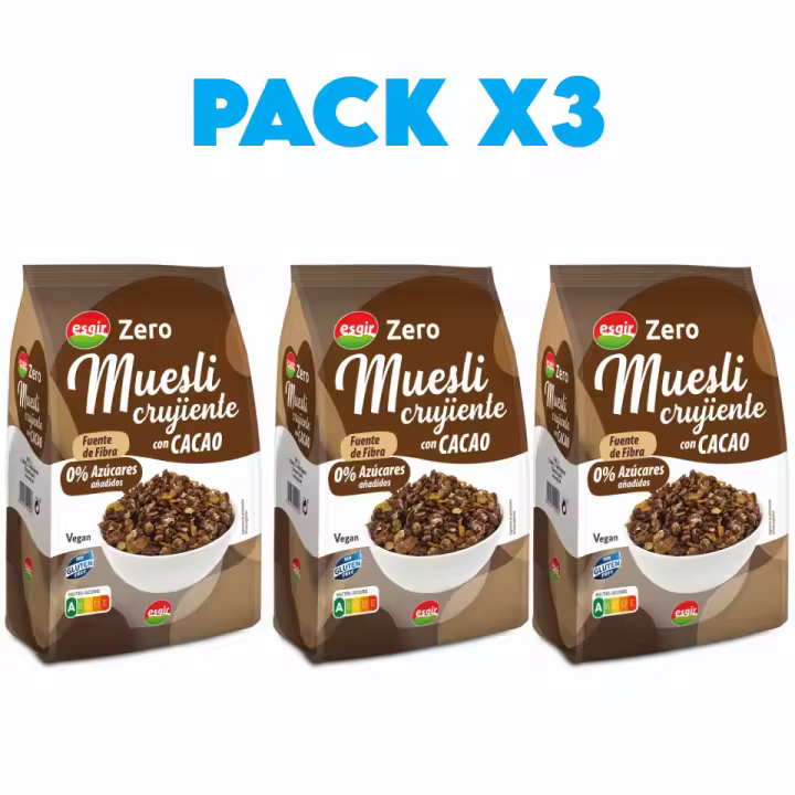 PACK X3 MUESLI CRUJIENTE CHOCOLATE ZERO (3 X 300G) - Esgir - 1