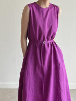Vestido Largo Vintage De Algodón Y Lino Para Mujer REALEFT Sin Mangas Estilo Casual Suelto Con Cinturones Verano 2025 - details 13