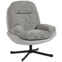HOMCOM Sillón Giratorio Moderno, Butaca de Salón con Base Cruz, Tapizado en Chenilla y Cuero PU, Asiento Ancho Doble, Patas de Acero y Reposabrazos, Sillón Relax para Sala de Estar, Dormitorio, Gris - details 0