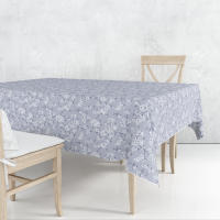 Lafabricadelastelas-Mantel de loneta de algodón flores almendro gris y beige estampado lavable, decoración hogar cocina, salón, comedor - details 4