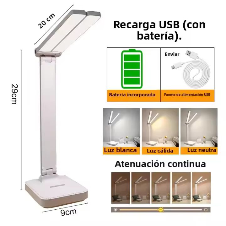 Lámpara De Escritorio LED Táctil Recargable USB Con 3 Niveles De Iluminación Protección Ocular Plegable Para Dormitorio Luz Nocturna Para Mesa - 1