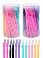 30Pcs/Bote Cepillo De Cejas Con Contenedor Afeitadora De Cejas Segura Herramientas De Corte Para Eliminación De Vello - details 0