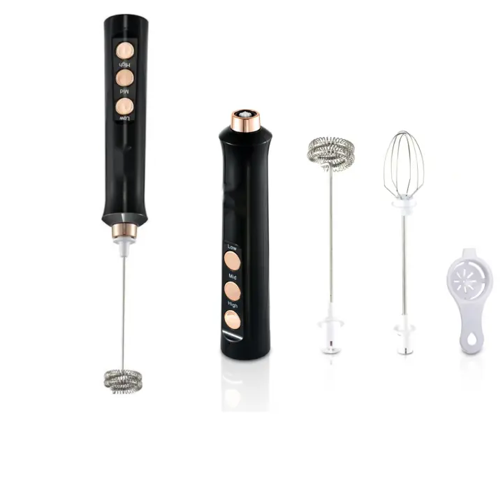 Espumador de Leche 3EN1 Espumador Leche Electrico con Batidor de Acero Inoxidable 3 Velocidades Batidora de Leche Portátil para Huevos, Café, Lattes, Capuchino Diseño Compacto para Cafeterías y Hogar - 1