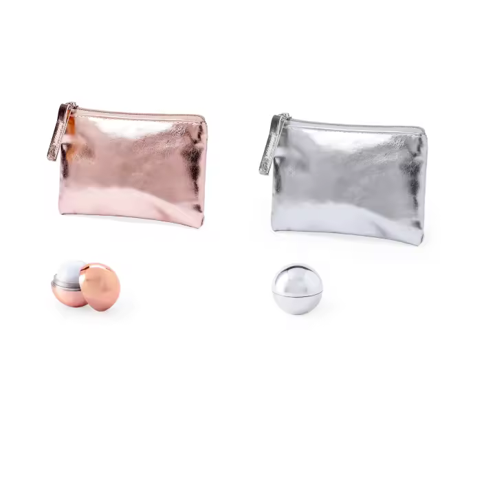 Lote de 20 monederos de polipiel y bálsamo de labios redondo aroma vainilla en oro rosa y plata - regalos para invitadas de boda comuniones bautizos aniversarios cierre de cremallera y tirador a juego regalos originales para invitadas - 1