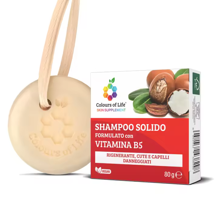 Champaña Sólida Cabellos VITAMINA B5 80 g Colors of Life Para Cabello dañado y Seco. Ecológico, libre de plástico. - 1