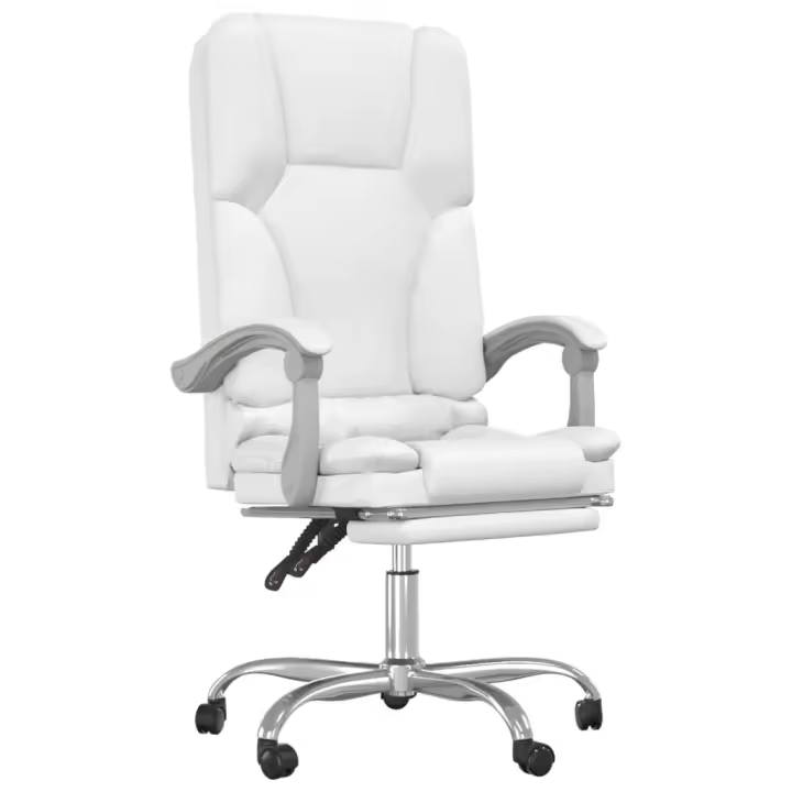 Silla de Oficina reclinable masaje cuero sintético Blanco - 1