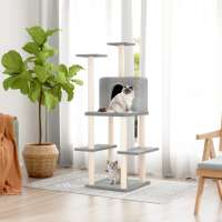 vidaXL Rascador para gatos con postes de sisal 144,5 cm Color Crema,  Gris claro,  Gris oscuro y mas - details 1