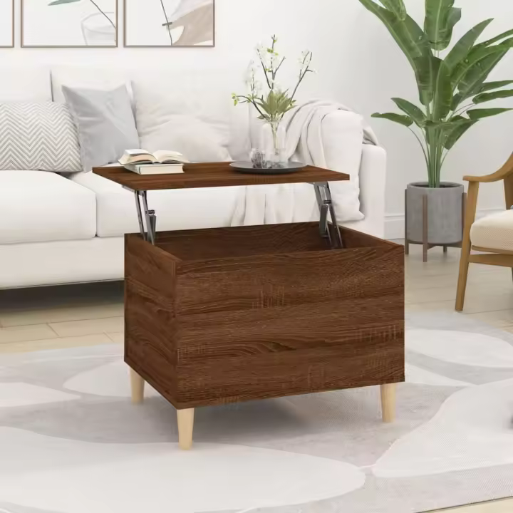 vidaXL Mesa de centro madera contrachapada roble marrón 60x44,5x45 cm - 1
