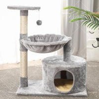 Marco de escalada para gatos gris, plataforma de salto para gatos, torre para gatos, columna para gatos integrada sin ocupación, columna de sisal gruesa, juguete para gatos, 55 x 35 x 72 cm - details 5