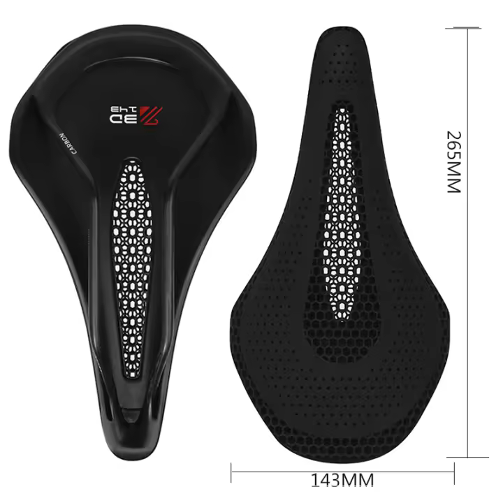 Sillín De Bicicleta Ultraligero De Fibra De Carbono 3D Impreso 143/155mm Cojín De Sillín Para Carreras BTT Triatlón Negro Unisex - 1