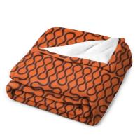 Manta De Terciopelo Coral Con Patrón De Arrugas Naranja Y Negro Manta Delgada Para Adultos Estilo Americano Para Viajes Y Hogar - details 3