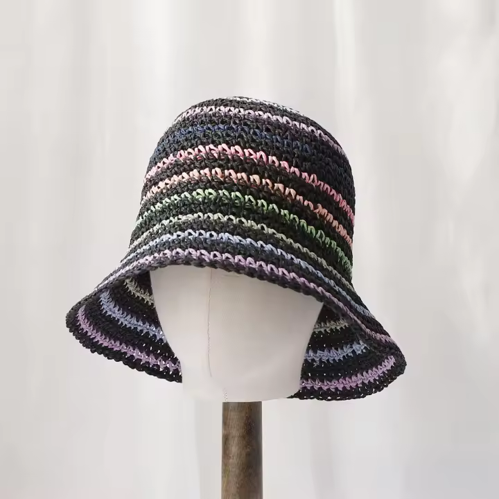 Sombrero De Paja Para Mujer 2024 Con Patrón Arcoíris Protección UV Sombrilla De Playa Sombrero De Verano Casual Unisex - 1