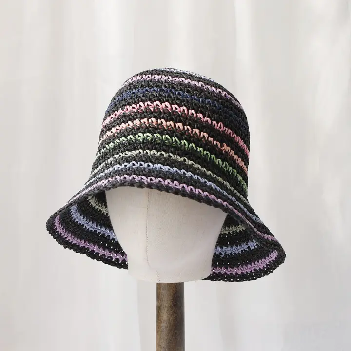 Sombrero De Paja Para Mujer 2024 Con Patrón Arcoíris Protección UV Sombrilla De Playa Sombrero De Verano Casual Unisex - 1