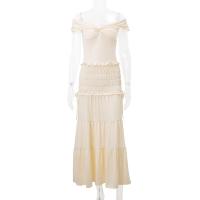 Conjunto Elegante De Dos Piezas Candyhot Para Mujer Con Cuello Abierto Y Nudo Twist Camiseta Elástica Y Falda De Encaje Sexy Y Club Para Todas Las Estaciones - details 11