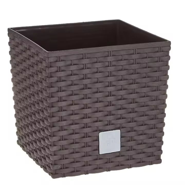 Maceta Prosperplast Rato Quadro Bajo 15,8L con Cubilete para Plantar en Ocre Oscuro - 1
