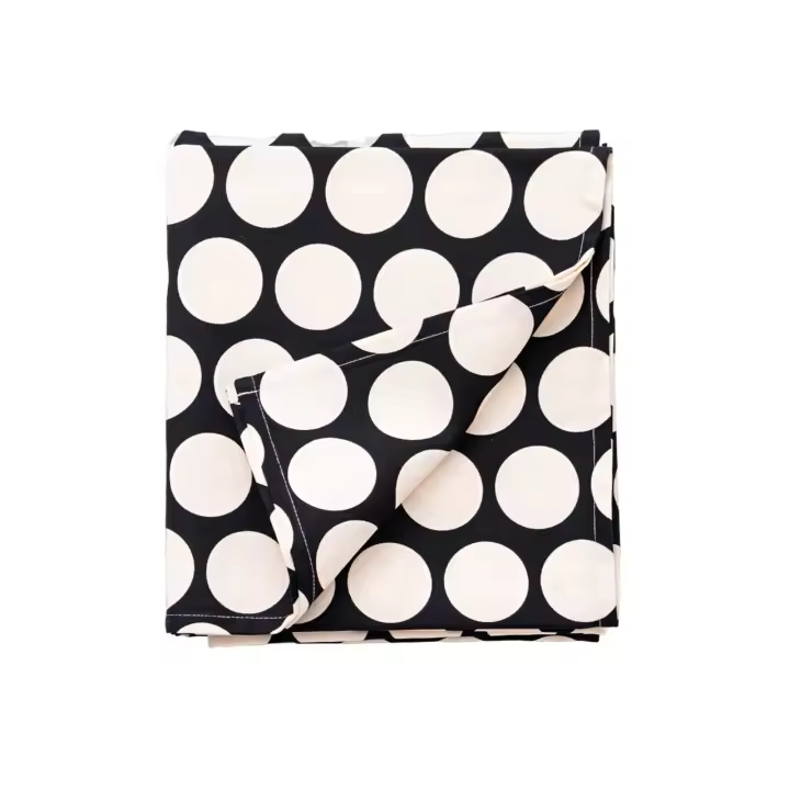 MANTEL 170X200CM 100% ALGODON PANAMA 190GSM TOPOS NEGROS BENETTON - 1