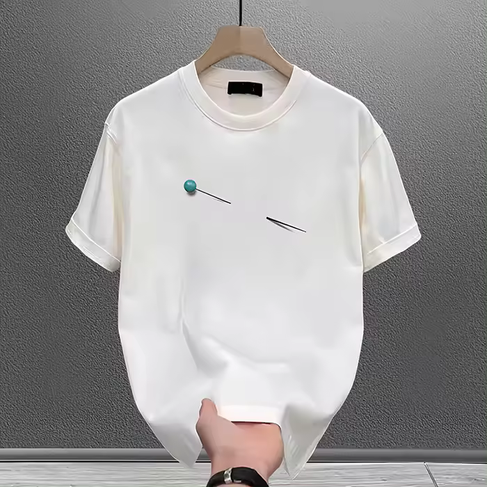 Camiseta De Manga Corta Para Hombre 100% Algodón Versátil Tendencia Verano 2025 High Street Americana Suelta Top Ins - 1