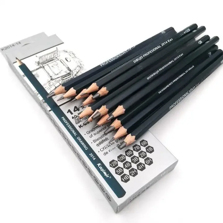 Set De 14 Lápices De Dibujo Ultra Fina Línea Marcador Negro Boceto 6H 4H 2H HB B 2B 3B 4B 5B 6B 7B 8B 10B 12B Marcadores De Arte De Línea Fina - 1