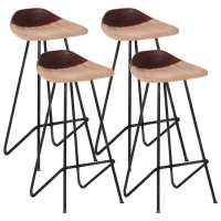 vidaXL Taburetes de cocina 4 unidades cuero auténtico marrón - details 0