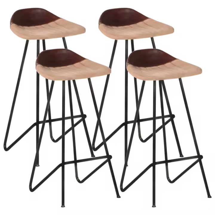 vidaXL Taburetes de cocina 4 unidades cuero auténtico marrón - 1
