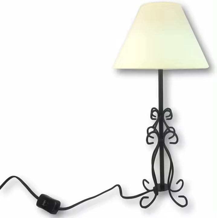 Gerimport Lámpara de Forja Sobremesa 20cm Pantalla Tela Cruda - 1