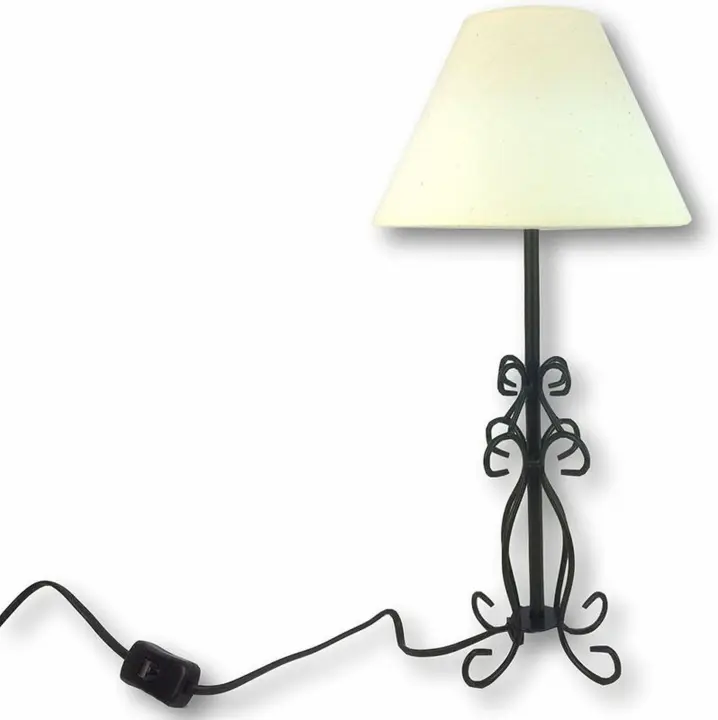 Gerimport Lámpara de Forja Sobremesa 20cm Pantalla Tela Cruda - 1