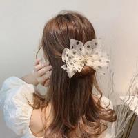 Accesorio De Pelo Elegante Con Polka Dot Y Lazo Trenzado Para Mujeres Retro Flor DIY Herramienta De Peinado Barretta De Cashmere Para Niños - details 9